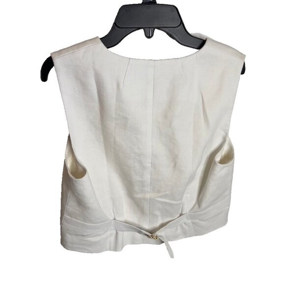 J.Crew Womens Classic Vest Stretch Linen Blend White Size 4 CA761 - Picture 9 of 9